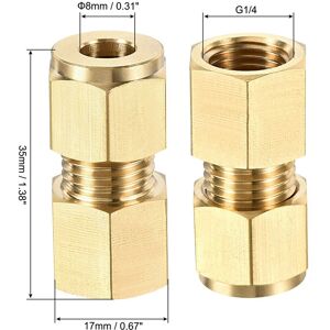 Unique Compression Tube Fitting Female Thread Tube Straight Coupling Adapters Brass - Copper Color 8mm Unique Compression Tube Fitting Female Thread Tube Straight Coupling Adapters Brass - Copper Color 8mm