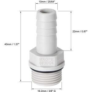 Unique Barb Hose Fitting Connector Adapter Barbed x Male Pipe - Grey G3/8 x 10mm Unique Barb Hose Fitting Connector Adapter Barbed x Male Pipe - Grey G3/8 x 10mm