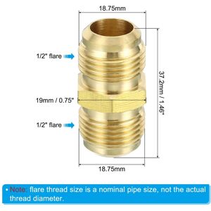 Unique Brass Flare Union Connector, Gas Adapter Brass Tube Coupler Pipe Fitting for Hose Fitting - Gold Tone 1/2 Unique Brass Flare Union Connector, Gas Adapter Brass Tube Coupler Pipe Fitting for Hose Fitting - Gold Tone 1/2