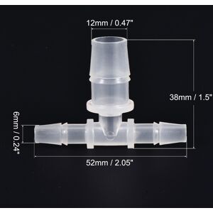 Unique PP Reducing Barb Hose Fitting T Shape OD Pipe Connector - Translucent 6x12x6mm Unique PP Reducing Barb Hose Fitting T Shape OD Pipe Connector - Translucent 6x12x6mm