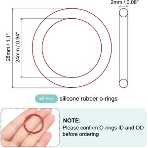 Unique Silicone O-Ring Metric VMQ Sealing Gasket Replacement 50A Durometer for Plumbing Compressor Faucets Valves Repair - Red 24mm x 28mm x 2mm Unique Silicone O-Ring Metric VMQ Sealing Gasket Replacement 50A Durometer for Plumbing Compressor Faucets Valves Repair - Red 24mm x 28mm x 2mm