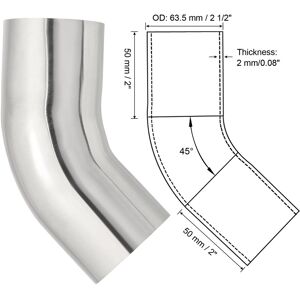 Unique 45 Degree Bend Elbow, OD Sanitary Exhaust Pipe Elbow Intercooler Pipe Mandrel Elbow Connector Tube - Silver 1 Pcs, 63.5mm (2 1/2in) OD Unique 45 Degree Bend Elbow, OD Sanitary Exhaust Pipe Elbow Intercooler Pipe Mandrel Elbow Connector Tube - Silver 1 Pcs, 63.5mm (2 1/2in) OD