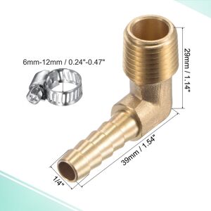 Unique Brass Hose Barb Fitting Elbow NPT Male Thread Right Angle Pipe Connector with Stainless Steel Hose Clamp - Silver 1/4 Unique Brass Hose Barb Fitting Elbow NPT Male Thread Right Angle Pipe Connector with Stainless Steel Hose Clamp - Silver 1/4