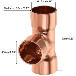 Unique Copper Pipe, Coupling, Tee Connecting Adapter with Rolled Tube Stop C x C Solder Connection for Plumbing 15mm Unique Copper Pipe, Coupling, Tee Connecting Adapter with Rolled Tube Stop C x C Solder Connection for Plumbing 15mm