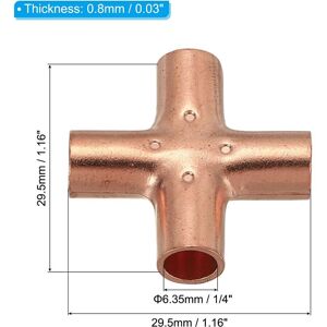 Unique Copper Cross Pipe Fitting, 4 Way Welding Copper End Feed Equal Pipe Connector for Plumbing Air Conditioning Refrigeration Yellow 4Pcs, 1/4 Unique Copper Cross Pipe Fitting, 4 Way Welding Copper End Feed Equal Pipe Connector for Plumbing Air Conditioning Refrigeration Yellow 4Pcs, 1/4