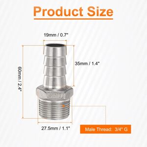 Unique Stainless Steel Hose Barb Fitting Pipe Fitting Air Hose Barb Fittings Coupler Thread Connector Adapter for Water Fuel 19mm Barbed x G 3/4 Unique Stainless Steel Hose Barb Fitting Pipe Fitting Air Hose Barb Fittings Coupler Thread Connector Adapter for Water Fuel 19mm Barbed x G 3/4