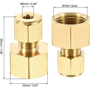 Unique Compression Tube Fitting Female Thread Tube OD Straight Coupling Adapter Brass - Copper Color M18x1.5mm Unique Compression Tube Fitting Female Thread Tube OD Straight Coupling Adapter Brass - Copper Color M18x1.5mm