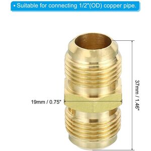 Unique Brass Flare Union Connector, Air Conditioning Copper Double Pipe Extension Joint Connectors Pipe Hose Fitting - Gold Tone 1/2 Unique Brass Flare Union Connector, Air Conditioning Copper Double Pipe Extension Joint Connectors Pipe Hose Fitting - Gold Tone 1/2