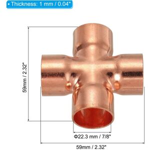 Unique Copper Cross Pipe Fitting, 4 Way Welding Copper End Feed Equal Pipe Connector for Plumbing Air Conditioning Refrigeration Yellow 1Pcs, 7/8 Unique Copper Cross Pipe Fitting, 4 Way Welding Copper End Feed Equal Pipe Connector for Plumbing Air Conditioning Refrigeration Yellow 1Pcs, 7/8