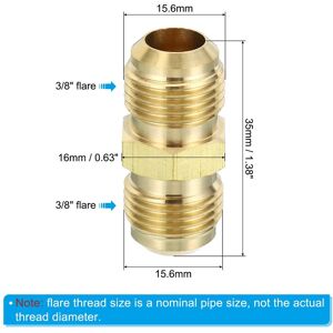 Unique Brass Flare Union Connector, Gas Adapter Brass Tube Coupler Pipe Fitting for Hose Fitting - Gold Tone 3/8 Unique Brass Flare Union Connector, Gas Adapter Brass Tube Coupler Pipe Fitting for Hose Fitting - Gold Tone 3/8