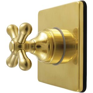 Kingston Brass Restoration Single-Handle Six-Way Diverter Valve with Square Trim Kit Brushed Brass 4.31 In. L X 3.94 In. W X 4.31 In. H Kingston Brass Restoration Single-Handle Six-Way Diverter Valve with Square Trim Kit Brushed Brass 4.31 In. L X 3.94 In. W X 4.31 In. H