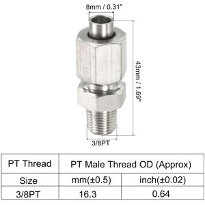 Unique Compression Tube Fitting, Stainless Steel Male Thread Straight Coupling Adapter Connector for Tube - Silver - 8mm Silver 8mm Unique Compression Tube Fitting, Stainless Steel Male Thread Straight Coupling Adapter Connector for Tube - Silver - 8mm Silver 8mm