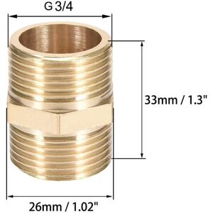 Unique Brass Pipe Fitting Connector Hex Nipple Coupler 2 Pcs G3/4 Unique Brass Pipe Fitting Connector Hex Nipple Coupler 2 Pcs G3/4