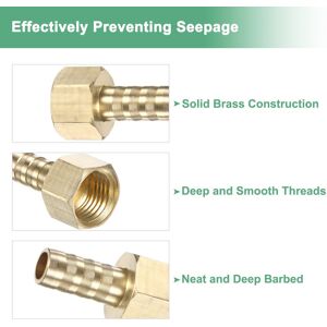 Unique Brass Hose Barb Fittings, Female Adapter Hose Connector with Stainless Steel Hose Clamp & PTFE Tape 6 Pack 8mm x G1/4 Female Unique Brass Hose Barb Fittings, Female Adapter Hose Connector with Stainless Steel Hose Clamp & PTFE Tape 6 Pack 8mm x G1/4 Female