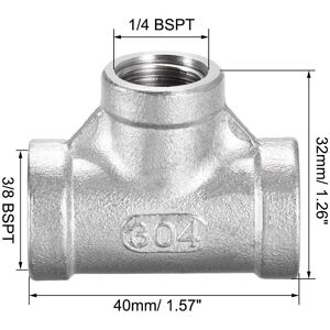 Unique Stainless Steel 304 Cast Pipe Fitting Tee Shaped Connector Coupler - Silver 3/8 BSPT x 1/4 BSPT x 3/8 BSPT, 1pcs Unique Stainless Steel 304 Cast Pipe Fitting Tee Shaped Connector Coupler - Silver 3/8 BSPT x 1/4 BSPT x 3/8 BSPT, 1pcs