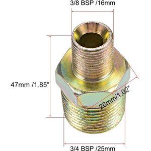 Unique Reducing Pipe Fitting - Reducer Hex Nipple - BSP Male Connector Zinc Finish Plating 2Pcs - Copper Color 3/4 X 3/8 Unique Reducing Pipe Fitting - Reducer Hex Nipple - BSP Male Connector Zinc Finish Plating 2Pcs - Copper Color 3/4 X 3/8
