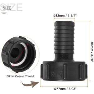 Unique IBC Tank Hose Adapter Coarse Thread to Barbed Hose Connector Fitting - Black 32mm Unique IBC Tank Hose Adapter Coarse Thread to Barbed Hose Connector Fitting - Black 32mm