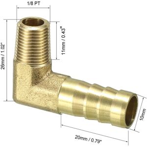 Unique Brass Barb Hose Fitting Elbow Connector - Copper Color 10mm Unique Brass Barb Hose Fitting Elbow Connector - Copper Color 10mm