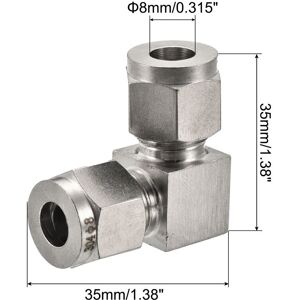 Unique Compression Tube Fitting Stainless Steel Elbow Double Ferrule Coupling Connector - Silver 8mm Unique Compression Tube Fitting Stainless Steel Elbow Double Ferrule Coupling Connector - Silver 8mm