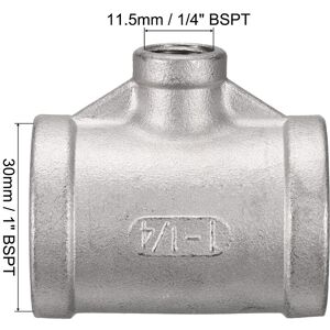 Unique Stainless Steel 304 Cast Pipe Fitting Tee Shaped Connector Coupler - Silver 1 BSPT x 1/4 BSPT x 1 BSPT, 1pcs Unique Stainless Steel 304 Cast Pipe Fitting Tee Shaped Connector Coupler - Silver 1 BSPT x 1/4 BSPT x 1 BSPT, 1pcs