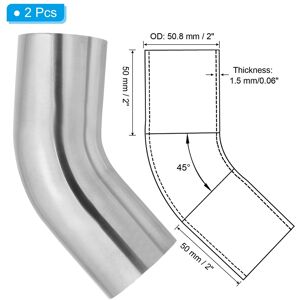 Unique 45 Degree Bend Elbow, OD Sanitary Exhaust Pipe Elbow Intercooler Pipe Mandrel Elbow Connector Tube - Silver 2 Pcs, 50.8mm (2in) OD Unique 45 Degree Bend Elbow, OD Sanitary Exhaust Pipe Elbow Intercooler Pipe Mandrel Elbow Connector Tube - Silver 2 Pcs, 50.8mm (2in) OD