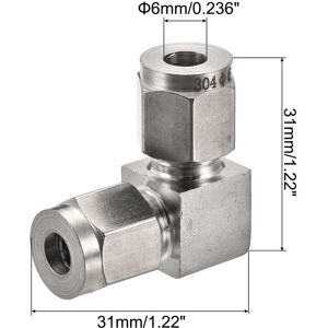 Unique Compression Tube Fitting Stainless Steel Elbow Double Ferrule Coupling Connector - Silver 6mm Unique Compression Tube Fitting Stainless Steel Elbow Double Ferrule Coupling Connector - Silver 6mm