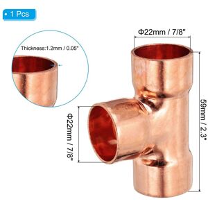 Unique Tee Copper Fitting, 99.9% 3 Way Pure Copper Pipe Fitting Tube Connector with Sweat Solder Connection - Brown 1Pcs, 22.3mm Unique Tee Copper Fitting, 99.9% 3 Way Pure Copper Pipe Fitting Tube Connector with Sweat Solder Connection - Brown 1Pcs, 22.3mm