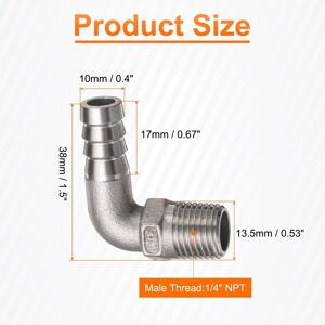 Unique Degree Elbow Hose Barb Fitting Male Stainless Steel Pipe Fitting Air Hose Fittings Connector Adapter for Water Fuel Air 2 Pcs 0.4 Unique Degree Elbow Hose Barb Fitting Male Stainless Steel Pipe Fitting Air Hose Fittings Connector Adapter for Water Fuel Air 2 Pcs 0.4