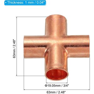 Unique Copper Cross Pipe Fitting, 4 Way Welding Copper End Feed Equal Pipe Connector for Plumbing Air Conditioning Refrigeration Yellow 2Pcs, 3/4 Unique Copper Cross Pipe Fitting, 4 Way Welding Copper End Feed Equal Pipe Connector for Plumbing Air Conditioning Refrigeration Yellow 2Pcs, 3/4