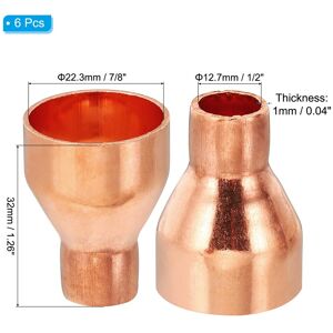 Unique Copper Reducer, Copper Reducing Coupling Pressure Fitting Pipe Tube Connector Adapter with Sweat Solder Connection 7/8 Unique Copper Reducer, Copper Reducing Coupling Pressure Fitting Pipe Tube Connector Adapter with Sweat Solder Connection 7/8