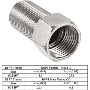 Unique Stainless Steel Hex Reducer Pipe Fitting Female to Male Thread Connector Adapter - Silver - 50mm Silver 50mm Unique Stainless Steel Hex Reducer Pipe Fitting Female to Male Thread Connector Adapter - Silver - 50mm Silver 50mm