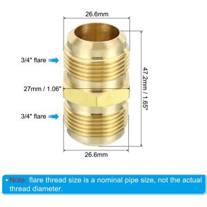 Unique Brass Flare Union Connector, Gas Adapter Brass Tube Coupler Pipe Fitting for Hose Fitting - Gold Tone 3/4 Unique Brass Flare Union Connector, Gas Adapter Brass Tube Coupler Pipe Fitting for Hose Fitting - Gold Tone 3/4