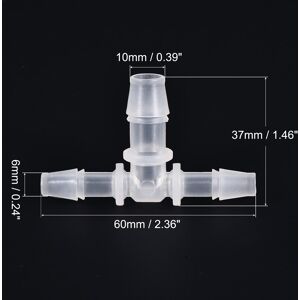 Unique PP Reducing Barb Hose Fitting Tee T Shape OD Pipe Connector - Translucent 6x10x6mm Unique PP Reducing Barb Hose Fitting Tee T Shape OD Pipe Connector - Translucent 6x10x6mm