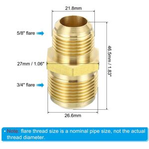 Unique Brass Flare Union Connector, Gas Adapter Brass Tube Coupler Pipe Fitting for Hose Fitting - Gold Tone 5/8 Unique Brass Flare Union Connector, Gas Adapter Brass Tube Coupler Pipe Fitting for Hose Fitting - Gold Tone 5/8