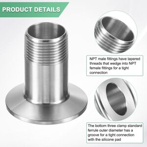 Unique Pack Tri Sanitary Clamp Fittings to NTP Male Thread Stainless Steel Pipe Fitting for Food/Home Brew Adapter Connector 1 Pack 1.5 Unique Pack Tri Sanitary Clamp Fittings to NTP Male Thread Stainless Steel Pipe Fitting for Food/Home Brew Adapter Connector 1 Pack 1.5