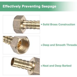 Unique Brass Hose Barb Fittings, Female Adapter Hose Connector with Stainless Steel Hose Clamp & PTFE Tape 4 Pack 10mm x G3/8 Female Unique Brass Hose Barb Fittings, Female Adapter Hose Connector with Stainless Steel Hose Clamp & PTFE Tape 4 Pack 10mm x G3/8 Female