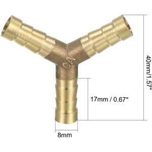 Unique Brass Tee Barb Hose Fitting, T 3 Way Connector Joiner - Copper Color 8mm Unique Brass Tee Barb Hose Fitting, T 3 Way Connector Joiner - Copper Color 8mm