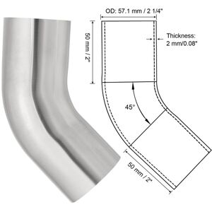 Unique 45 Degree Bend Elbow, OD Sanitary Exhaust Pipe Elbow Intercooler Pipe Mandrel Elbow Connector Tube - Silver 1 Pcs, 57.1mm (2 1/4in) OD Unique 45 Degree Bend Elbow, OD Sanitary Exhaust Pipe Elbow Intercooler Pipe Mandrel Elbow Connector Tube - Silver 1 Pcs, 57.1mm (2 1/4in) OD