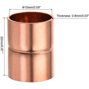 Unique Copper Pipe, Coupling, Straight Connecting Adapter with Rolled Tube Stop C x C Solder Connection for Plumbing 15mm Unique Copper Pipe, Coupling, Straight Connecting Adapter with Rolled Tube Stop C x C Solder Connection for Plumbing 15mm