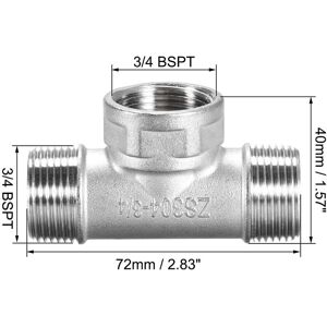 Unique Pipe Fitting Tee-Shaped Connector Coupler - Silver 3/4 BSPTx 3/4 BSPT x 3/4 BSPT Unique Pipe Fitting Tee-Shaped Connector Coupler - Silver 3/4 BSPTx 3/4 BSPT x 3/4 BSPT