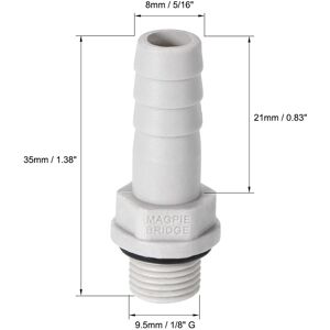 Unique Barb Hose Fitting Connector Adapter Barbed x Male Pipe - Grey 5/16 Unique Barb Hose Fitting Connector Adapter Barbed x Male Pipe - Grey 5/16
