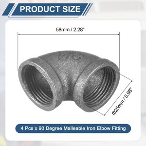 Unique Malleable Iron Elbow Fitting, Threaded Pipes Fitting Brackets Nipples for Vintage Fixtures DIY Furniture Pipe Plumbing - Black 4Pcs, 25mm Unique Malleable Iron Elbow Fitting, Threaded Pipes Fitting Brackets Nipples for Vintage Fixtures DIY Furniture Pipe Plumbing - Black 4Pcs, 25mm