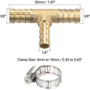 Unique Hose Barb Tee Pipe Connector with Clamps - Copper Color 3/8 Unique Hose Barb Tee Pipe Connector with Clamps - Copper Color 3/8