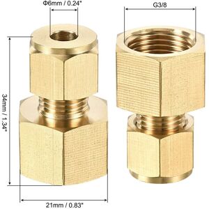 Unique Compression Tubes Fitting Female Thread Tube Straight Coupling Adapter Brass - Copper Color 6mm Unique Compression Tubes Fitting Female Thread Tube Straight Coupling Adapter Brass - Copper Color 6mm