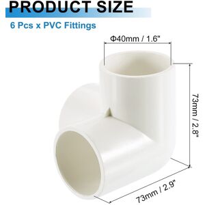 Unique Fittings, 3 Way Elbow Connector Elbow Corner Fitting - White 6Pcs, 1-1/4 Unique Fittings, 3 Way Elbow Connector Elbow Corner Fitting - White 6Pcs, 1-1/4