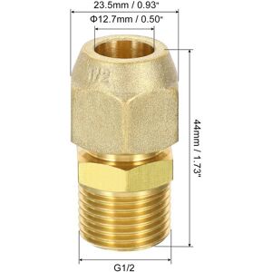 Unique Brass Compression Flare Tube Fitting, Pipe Hose Fitting Adapter Connector for Plumbing - Gold Tone G1/2 Male x 1/2 Unique Brass Compression Flare Tube Fitting, Pipe Hose Fitting Adapter Connector for Plumbing - Gold Tone G1/2 Male x 1/2