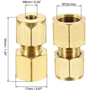 Unique Compression Tube Fitting Female Thread Tube OD Straight Coupling Adapter Brass - Copper Color M12x1mm Unique Compression Tube Fitting Female Thread Tube OD Straight Coupling Adapter Brass - Copper Color M12x1mm