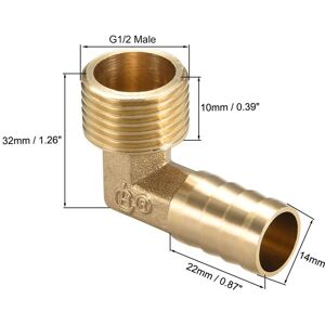 Unique Brass Barb Hose Fitting 90 Degree Elbow Barbed to G Male Pipe Adapter Connector - Copper Color 14mm Unique Brass Barb Hose Fitting 90 Degree Elbow Barbed to G Male Pipe Adapter Connector - Copper Color 14mm