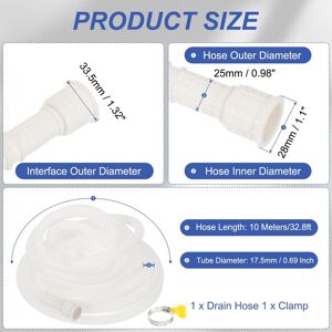Unique Air Conditioner Drain Universal AC Drain Connector Hose with Clamp 32.8ft Unique Air Conditioner Drain Universal AC Drain Connector Hose with Clamp 32.8ft