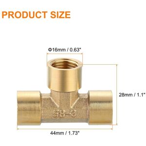 Unique Brass Tee Pipe Fitting, T-Connector Fitting Coupler for Gas Transport Connect Pipelines 5Pcs Unique Brass Tee Pipe Fitting, T-Connector Fitting Coupler for Gas Transport Connect Pipelines 5Pcs